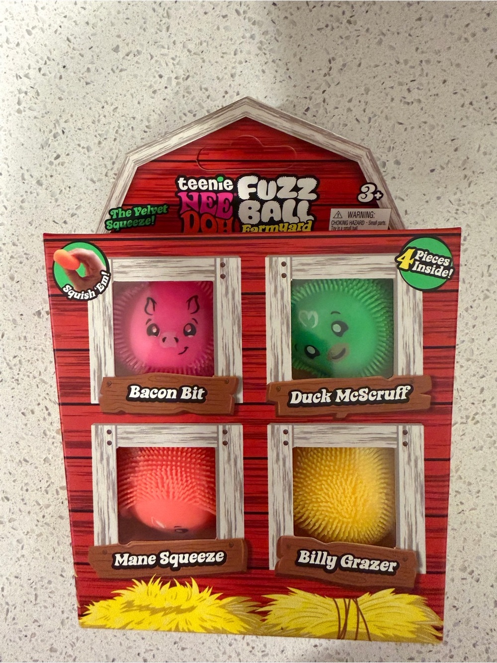 RARE Authentic Teenie NeeDoh Fuzz Ball Farmyard 4 Pack